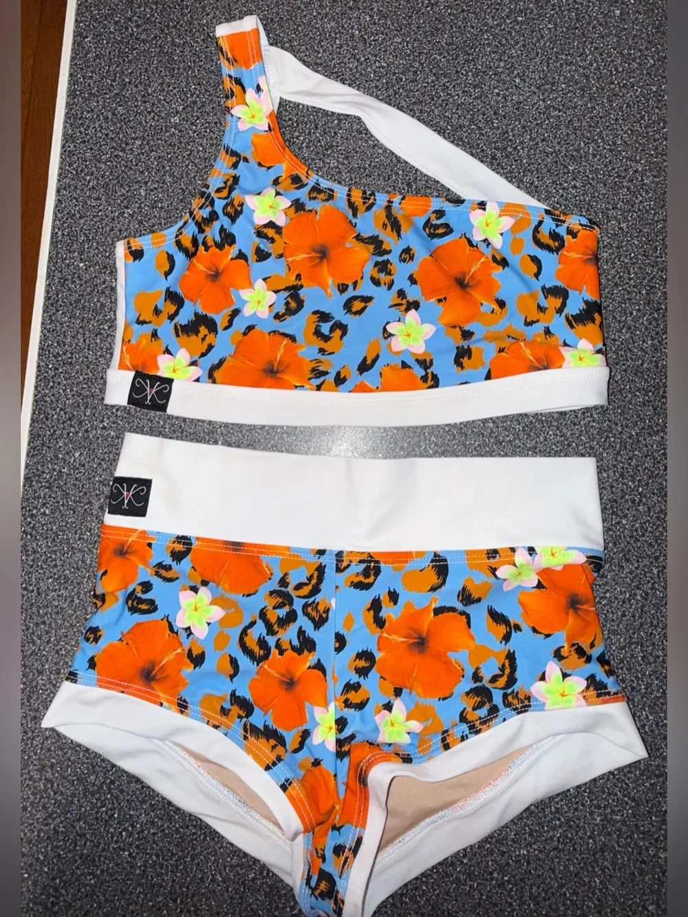 Kandi Kouture Dance Floral-Print  Set Blue & Orange Size Teen X-Small (0/2)